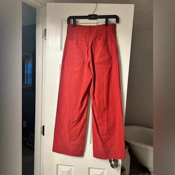 By Anthropologie Rust Red Colette Wide Leg Linen Blend Pants Size 26 - Picture 8 of 9